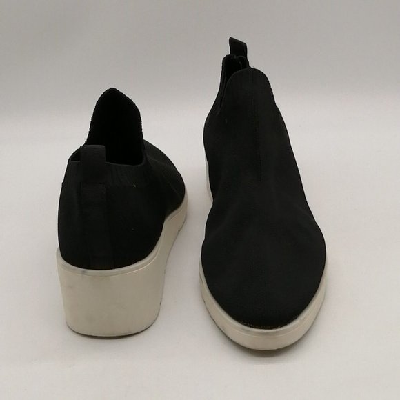 Steven by‎ Steve Madden Womens Bell Pull On Sneaker Black Stretch Wedge Heel 10M - Picture 3 of 9